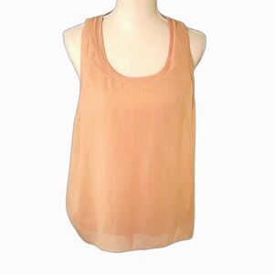 NWT BCBG Maxazria Tank Blouse Sheer over knit tank- one pc. Antique Rose Size M
